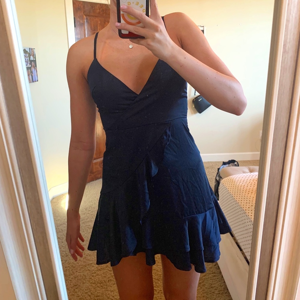 HELLO MOLLY SATIN/SILK NAVY BLUE DRESS